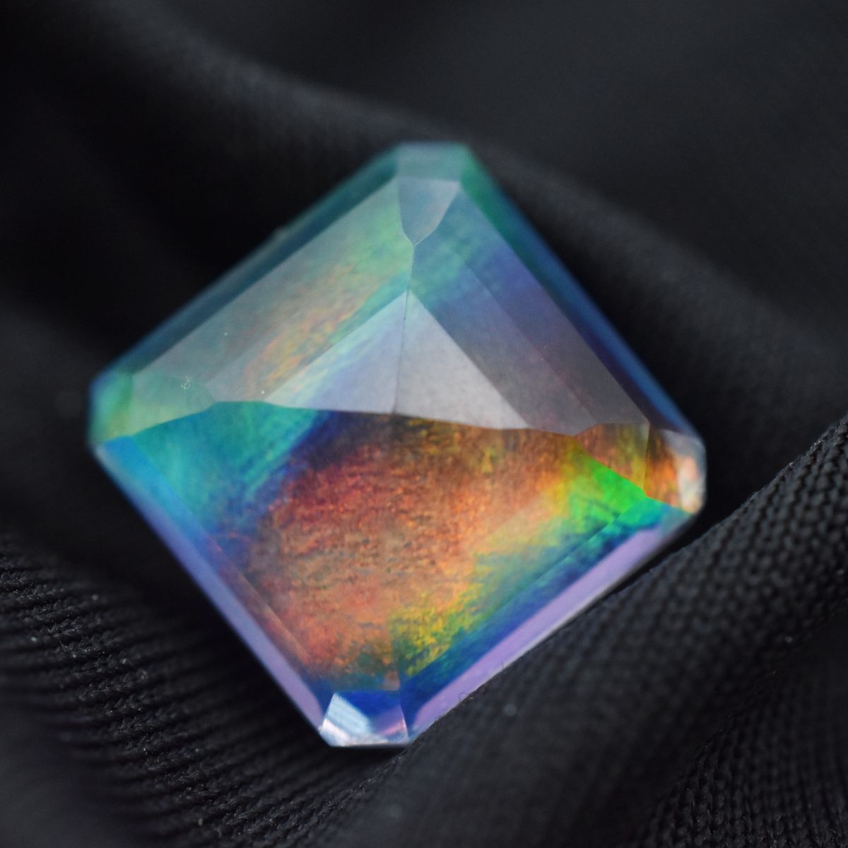 Natural Boulder Opal Multi-Color Square Shape 9.5 Carat CERTIFIED Loose Gemstone