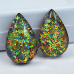 15.95 Ct Multi-Color NATURAL Pear Cut Pair Opal Loose Gemstone CERTIFIED