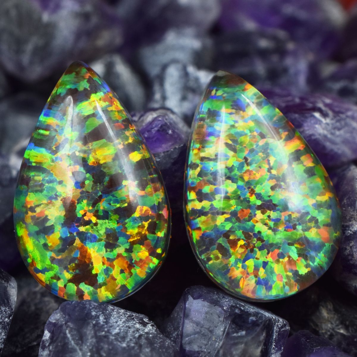 15.95 Ct Multi-Color NATURAL Pear Cut Pair Opal Loose Gemstone CERTIFIED