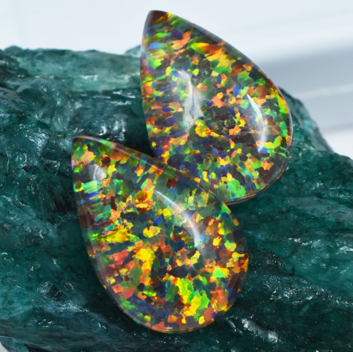 15.95 Ct Multi-Color NATURAL Pear Cut Pair Opal Loose Gemstone CERTIFIED