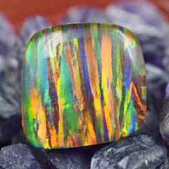 Natural Opal Cabochon Cut 13.60 Ct Multi-Color CERTIFIED Loose Gemstone