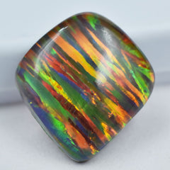 Natural Opal Cabochon Cut 13.60 Ct Multi-Color CERTIFIED Loose Gemstone