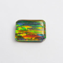 Emerald Cut 8.10 Carat Natural Boulder Opal Multi-Color OPAL CERTIFIED Loose Gemstone