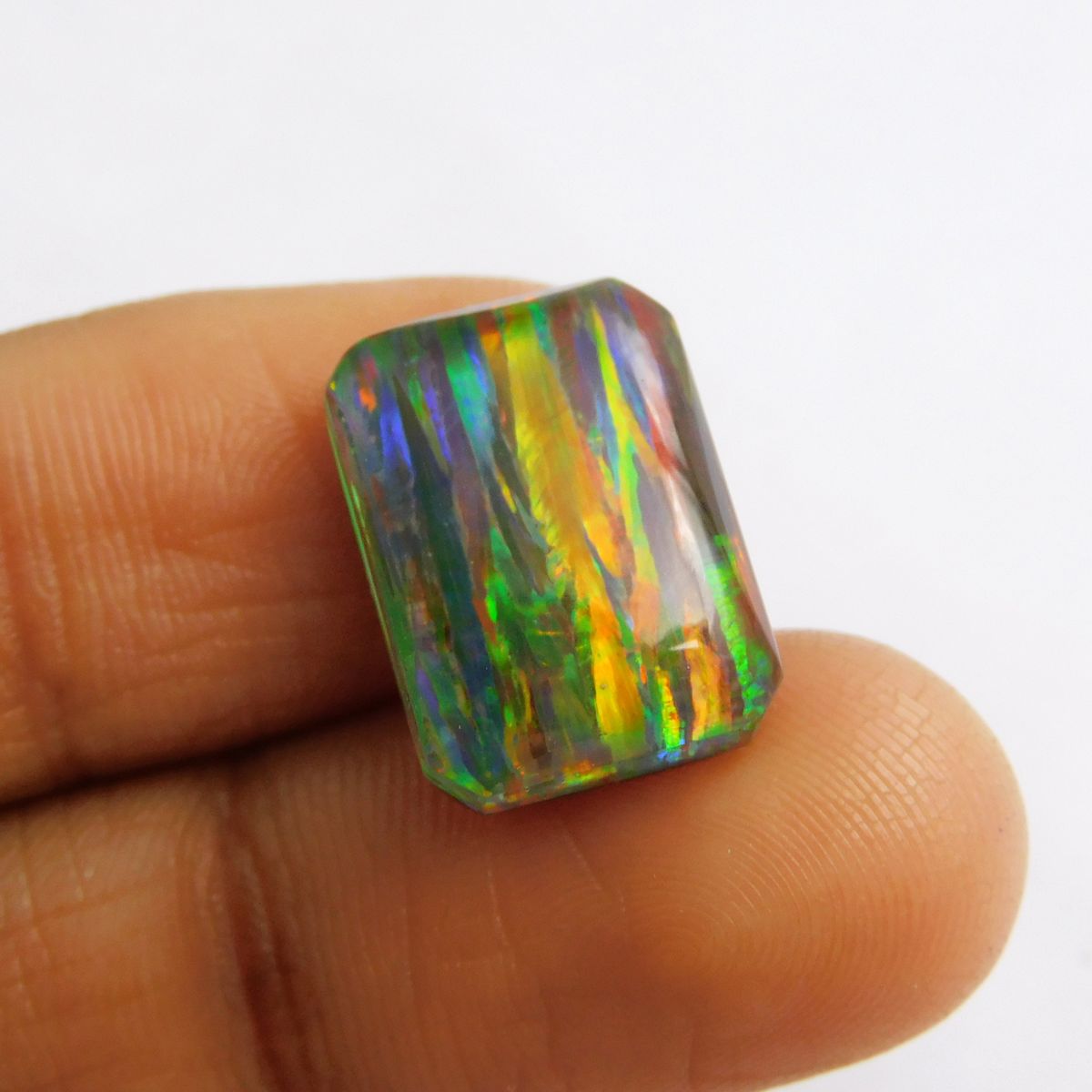 Emerald Cut 8.10 Carat Natural Boulder Opal Multi-Color OPAL CERTIFIED Loose Gemstone