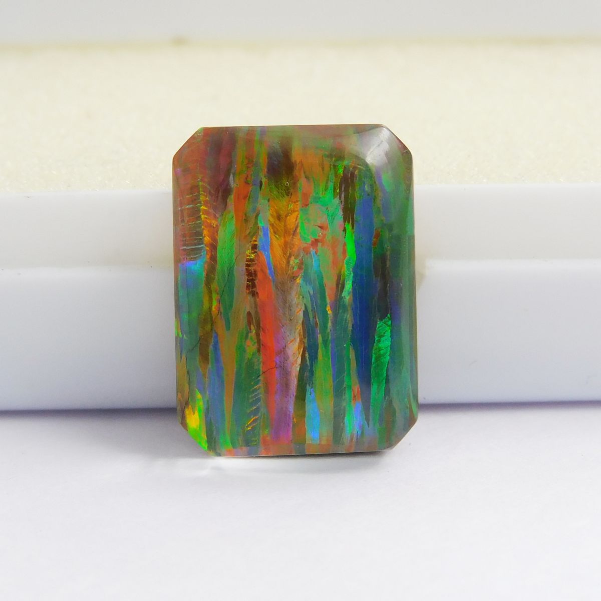 Emerald Cut 8.10 Carat Natural Boulder Opal Multi-Color OPAL CERTIFIED Loose Gemstone