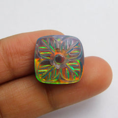 Square Shape 14.45 Ct CERTIFIED Natural Doublet Opal Ring Size Loose Gemstone