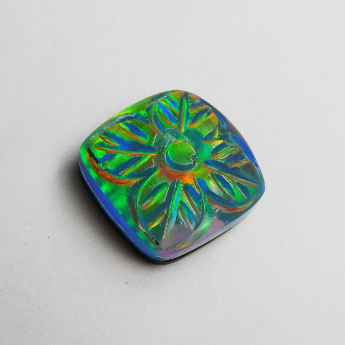 Square Shape 14.45 Ct CERTIFIED Natural Doublet Opal Ring Size Loose Gemstone