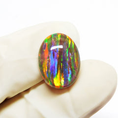 Natural Multi Color Oval Cut Boulder Opal 6.75 Carat CERTIFIED Loose Gemstone