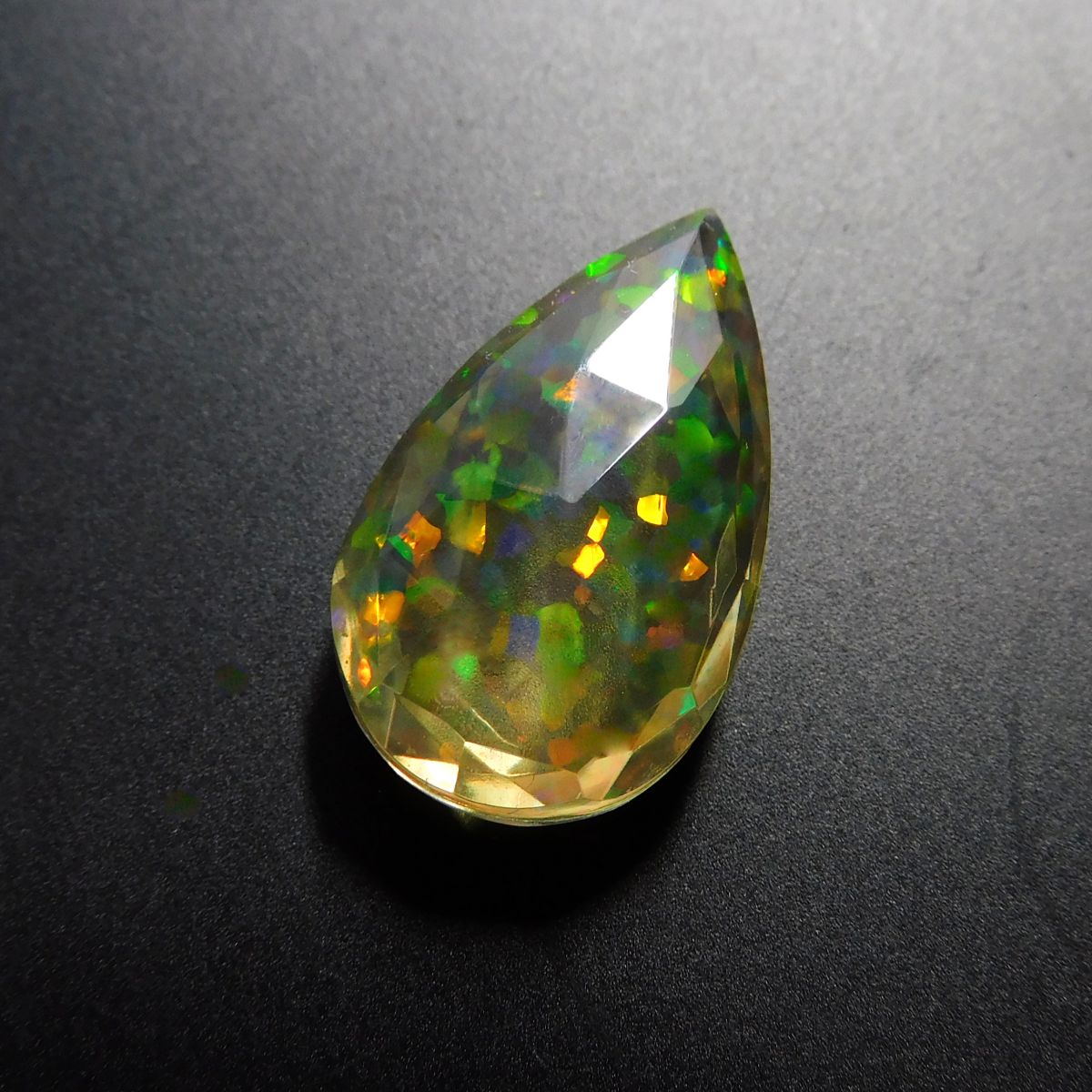 Perfect Pear Cut Doublet Multi-Color OPAL 11.75 Carat Natural Loose Gemstone CERTIFIED