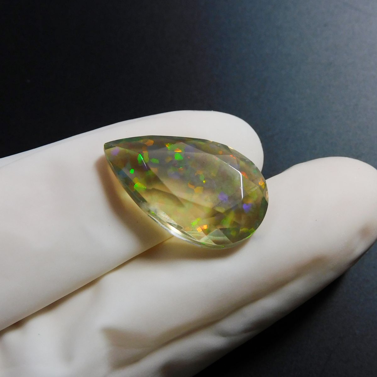 Perfect Pear Cut Doublet Multi-Color OPAL 11.75 Carat Natural Loose Gemstone CERTIFIED