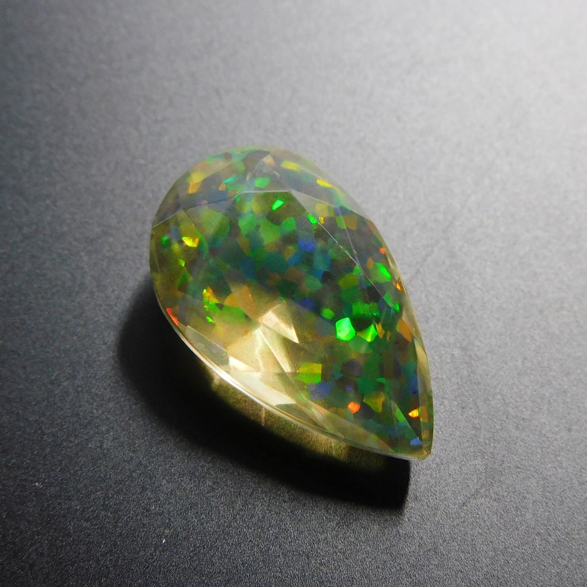 Perfect Pear Cut Doublet Multi-Color OPAL 11.75 Carat Natural Loose Gemstone CERTIFIED