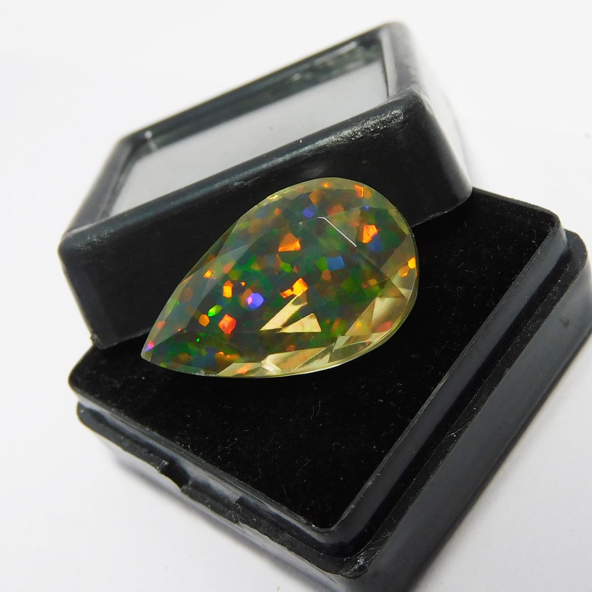 Perfect Pear Cut Doublet Multi-Color OPAL 11.75 Carat Natural Loose Gemstone CERTIFIED
