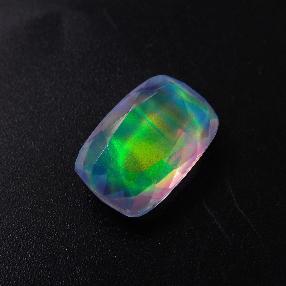 11.88 Ct CERTIFIED Natural Multi-Color Doublet Opal Cushion Cut Loose Gemstone