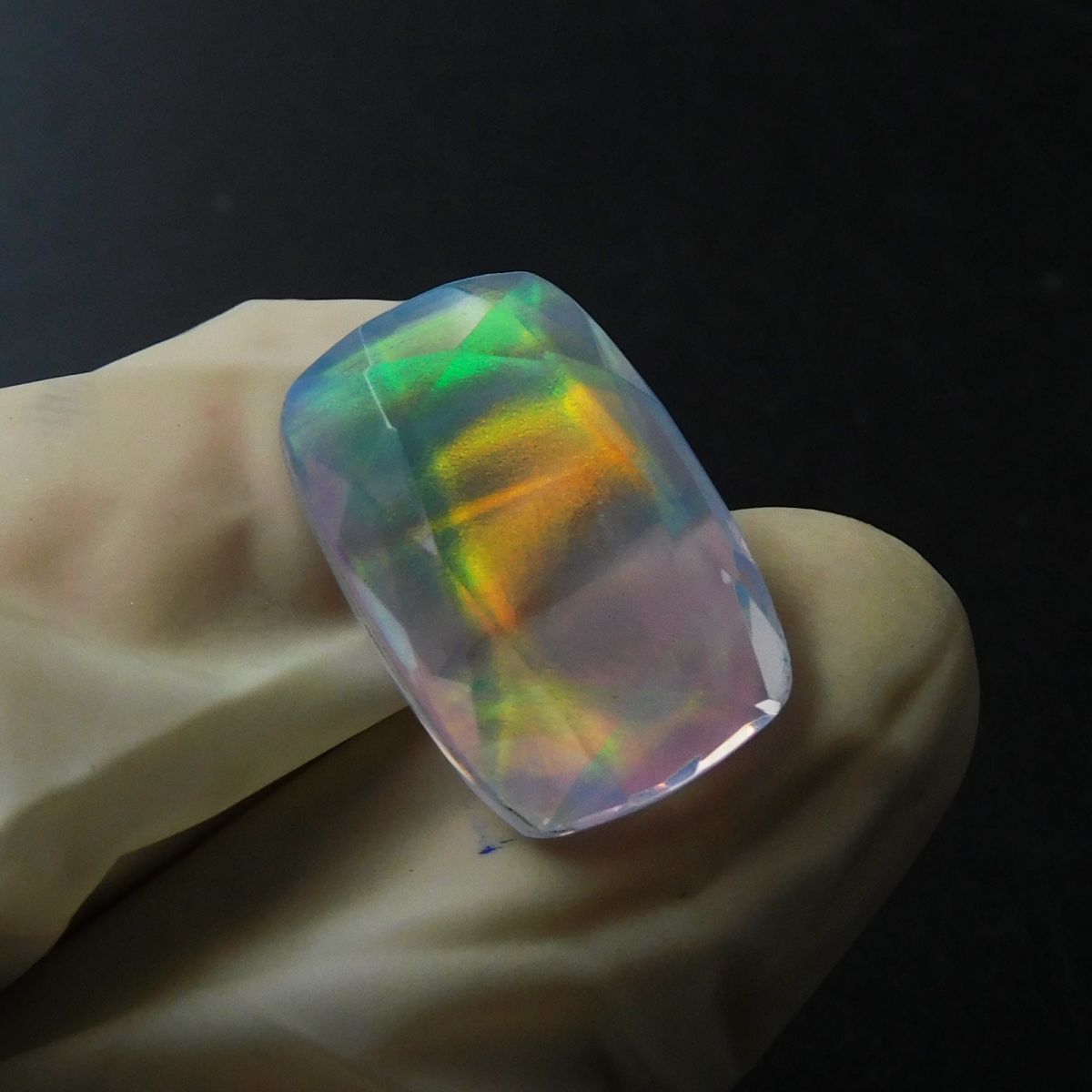 11.88 Ct CERTIFIED Natural Multi-Color Doublet Opal Cushion Cut Loose Gemstone