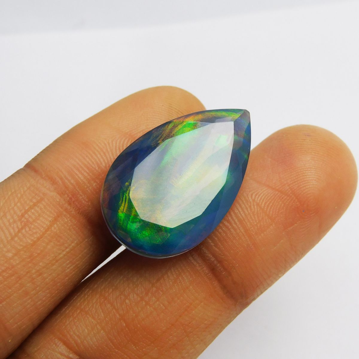 17.60 Carat Natural Fire OPAL Doublet Opal Beautiful Pear Cut CERTIFIED Gemstone