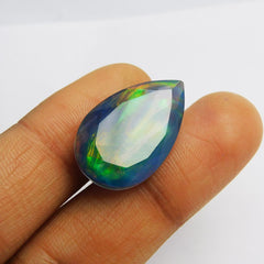 17.60 Carat Natural Fire OPAL Doublet Opal Beautiful Pear Cut CERTIFIED Gemstone