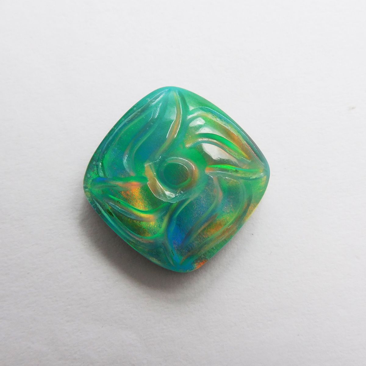 Square Cushion Shape 18.10 Ct CERTIFIED Natural Doublet Opal Ring Size Loose Gemstone