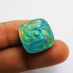Square Cushion Shape 18.10 Ct CERTIFIED Natural Doublet Opal Ring Size Loose Gemstone