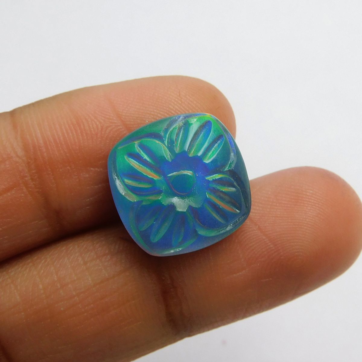 Ring Size Natural Doublet Opal CERTIFIED 8.70 Ct Square  Cushion  Cut Loose Gemstone