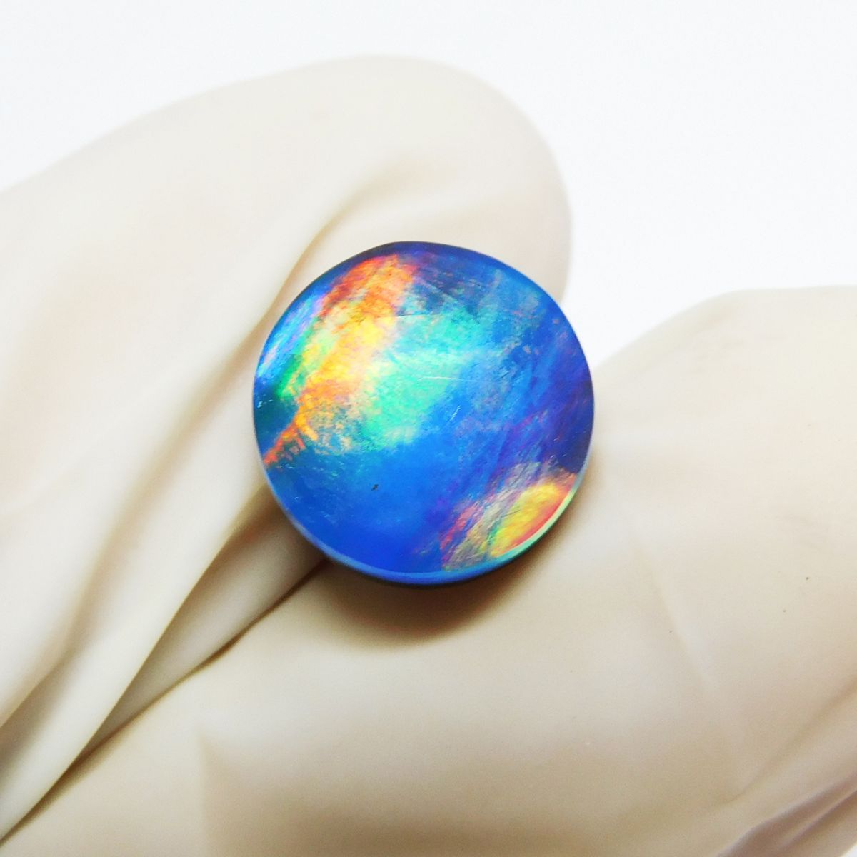 Natural Multi Color Round Cut Doublet Opal 3.20 Ct CERTIFIED Loose Gemstone