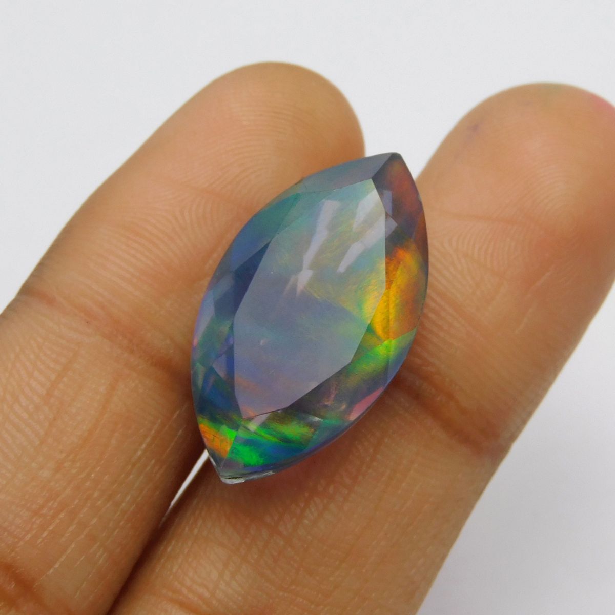 Loose Gemstone 16.40 Ct Natural Boulder Opal Marquise Cut Doublet Each CERTIFIED