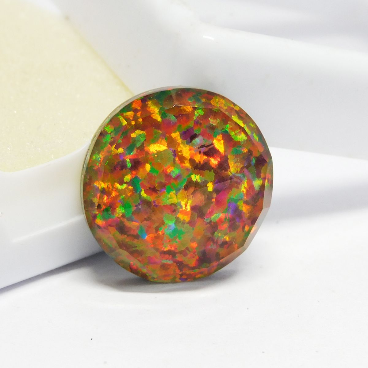 CERTIFIED Doublet Opal 11.45 Ct Natural Multi Color Loose Gemstone Round Cut