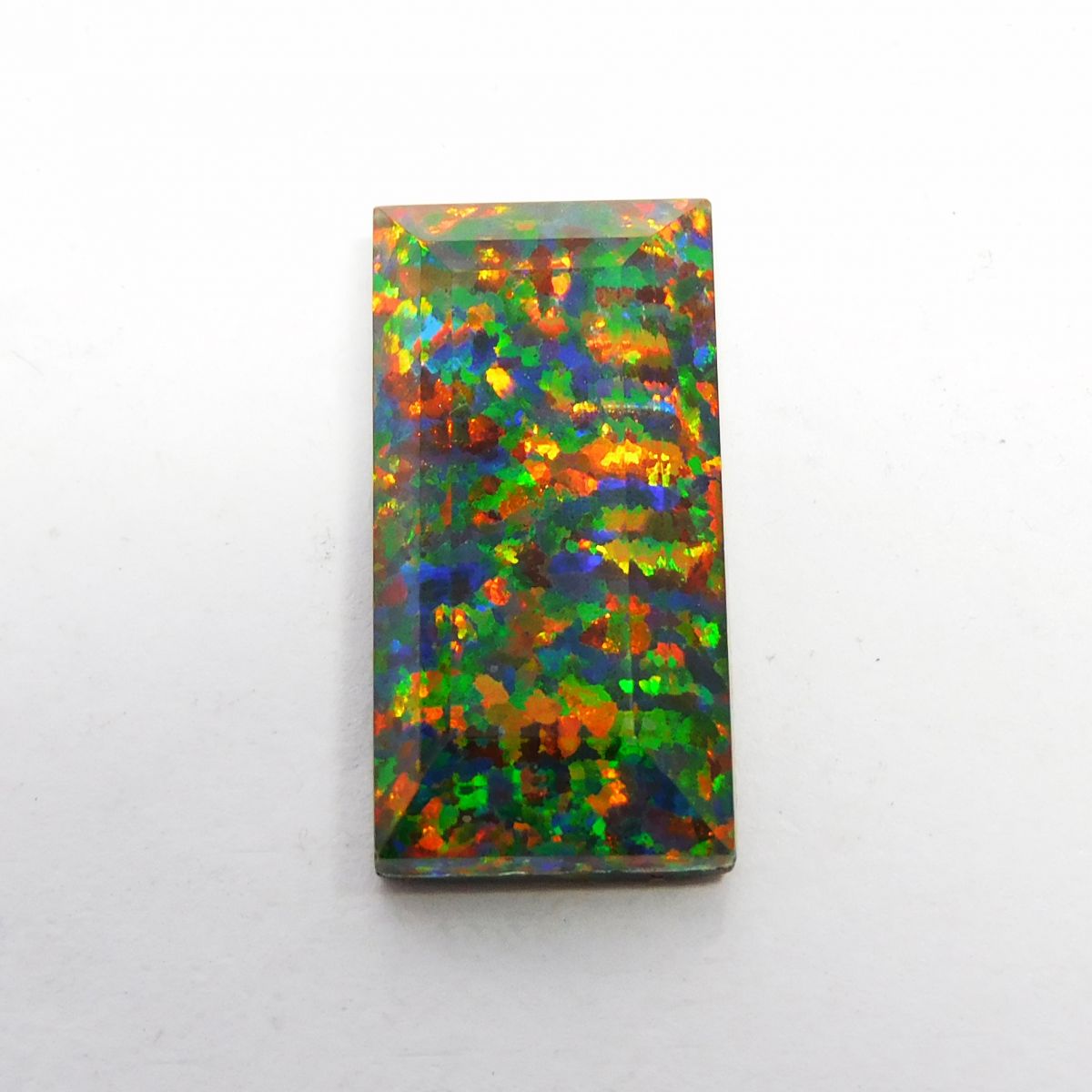 6.50 Ct Multi Color Emerald Cut Natural Doublet Opal Loose Gemstone CERTIFIED