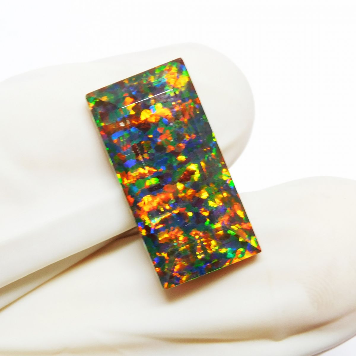 6.50 Ct Multi Color Emerald Cut Natural Doublet Opal Loose Gemstone CERTIFIED