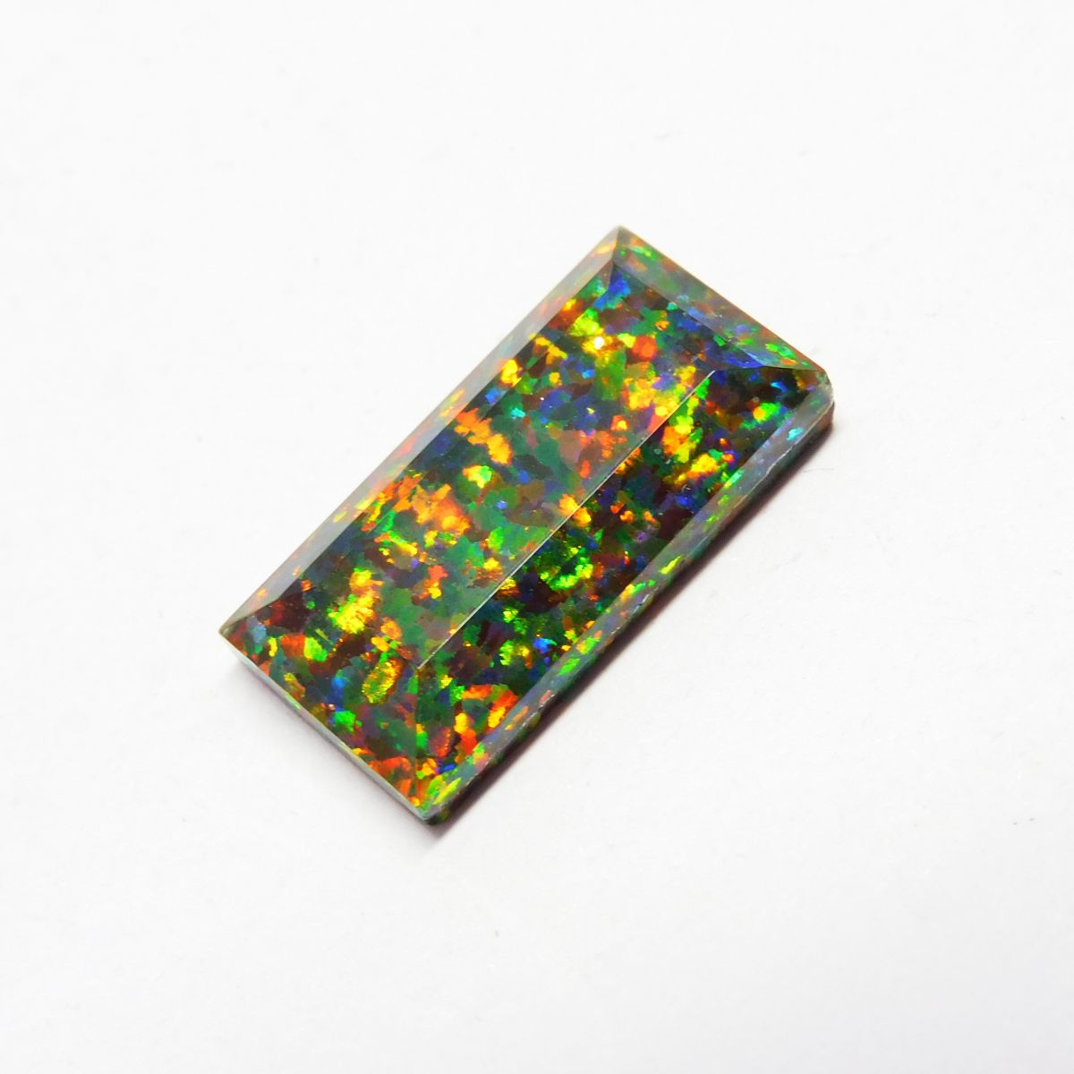 6.50 Ct Multi Color Emerald Cut Natural Doublet Opal Loose Gemstone CERTIFIED