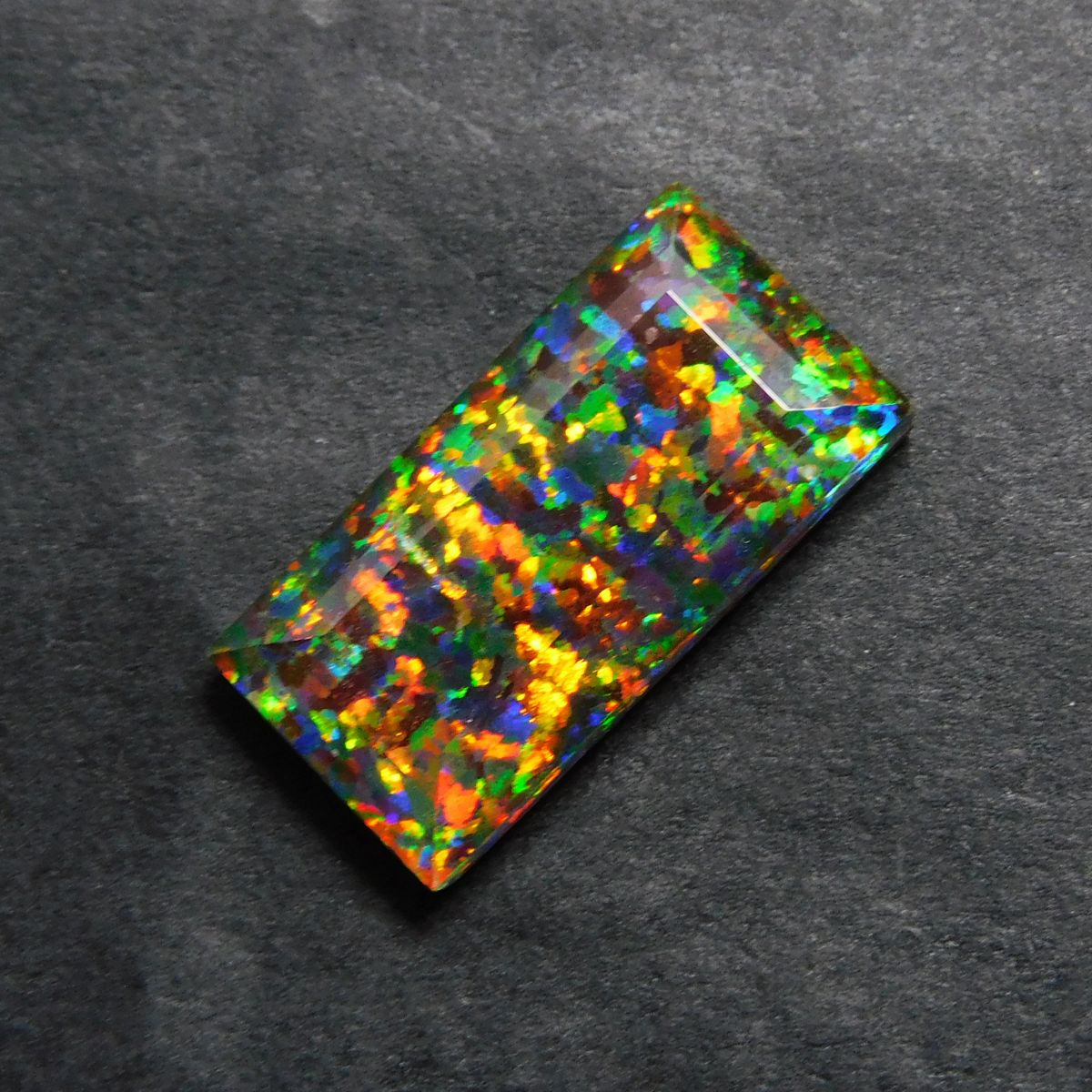 6.50 Ct Multi Color Emerald Cut Natural Doublet Opal Loose Gemstone CERTIFIED