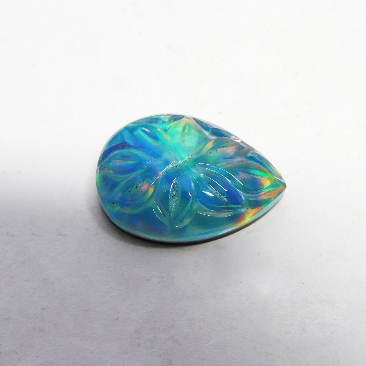 Doublet Opal Pear Cut 9.10 Ct Multi Color Natural Loose Gemstone CERTIFIED