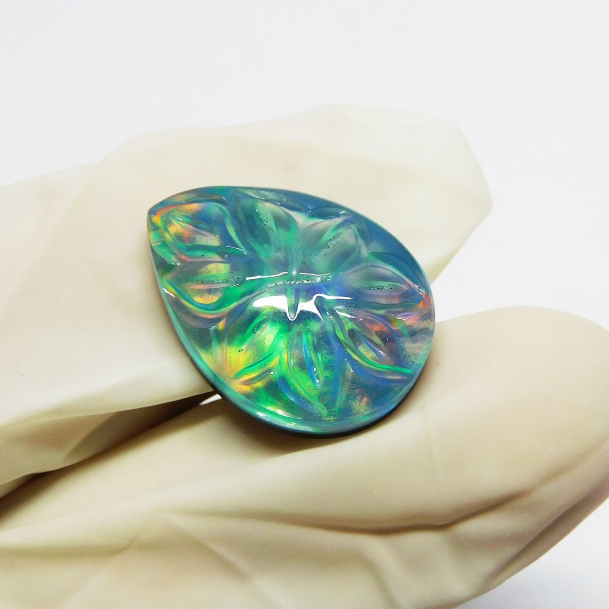 Doublet Opal Pear Cut 9.10 Ct Multi Color Natural Loose Gemstone CERTIFIED