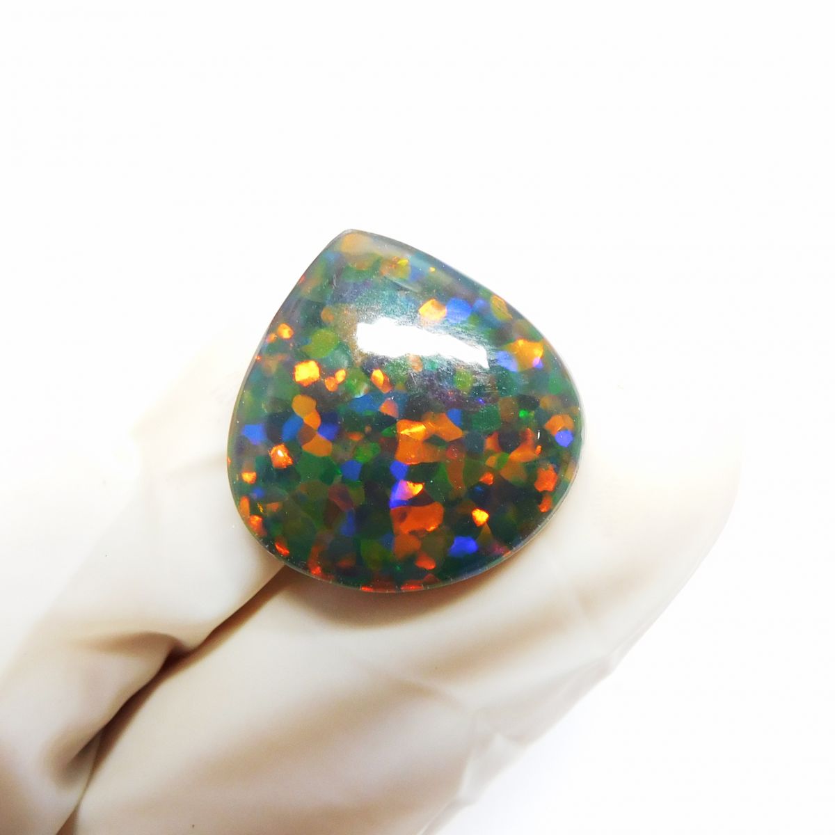 CERTIFIED 13.90 Ct Natural Doublet Opal Pear Cut Loose Gemstone Multi Color
