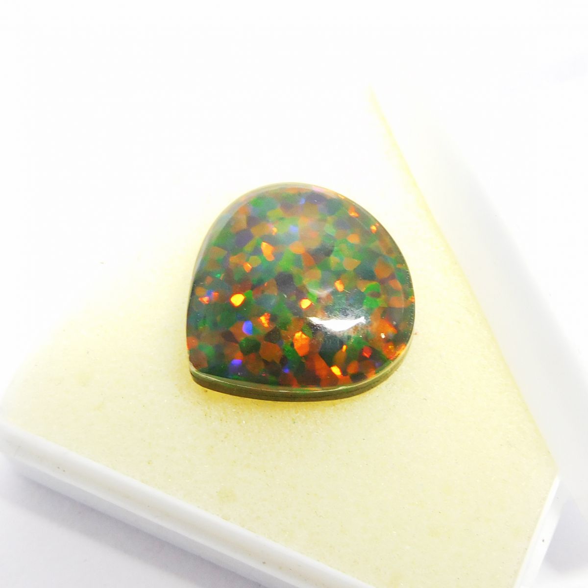 CERTIFIED 13.90 Ct Natural Doublet Opal Pear Cut Loose Gemstone Multi Color