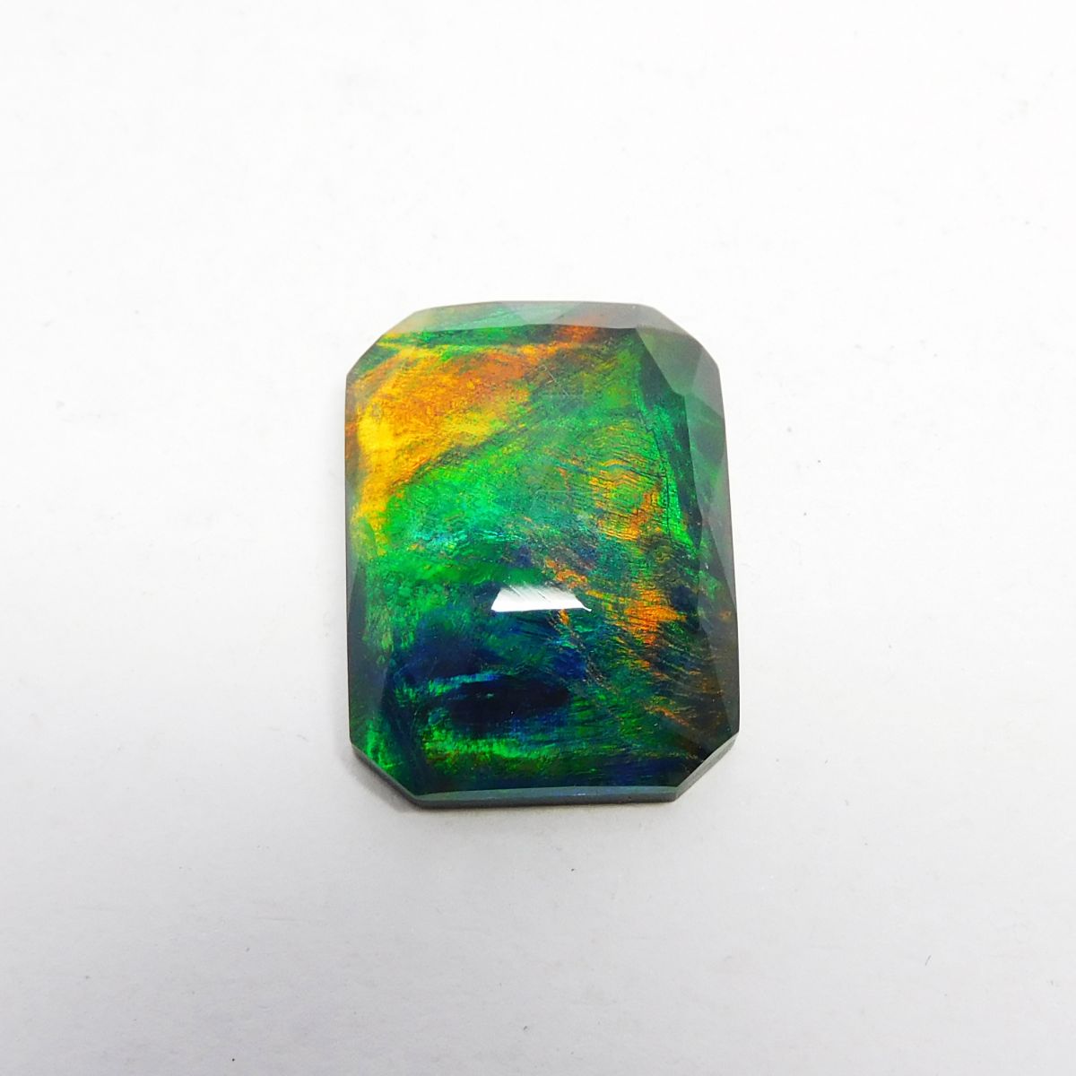 Emerald Cut Natural  Multi Color Boulder Opal 13.80 Ct Loose Gemstone CERTIFIED