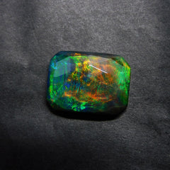Emerald Cut Natural  Multi Color Boulder Opal 13.80 Ct Loose Gemstone CERTIFIED