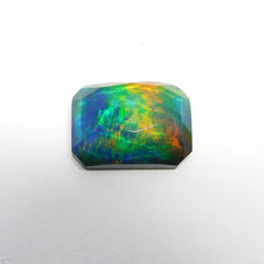 Emerald Cut Natural  Multi Color Boulder Opal 13.80 Ct Loose Gemstone CERTIFIED