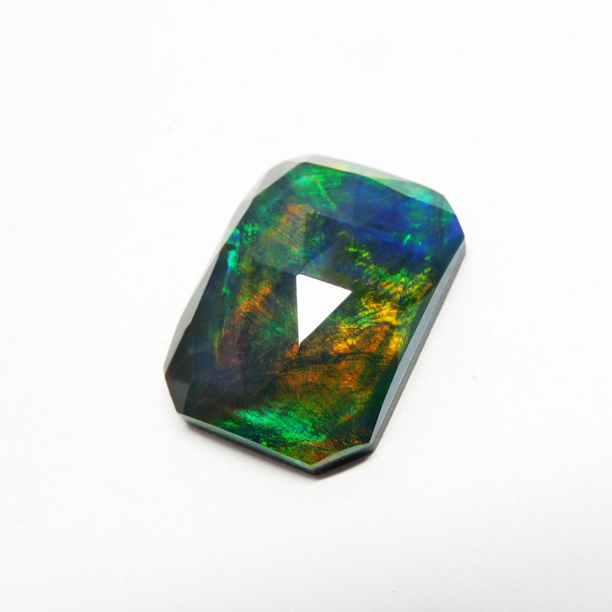 Emerald Cut Natural  Multi Color Boulder Opal 13.80 Ct Loose Gemstone CERTIFIED