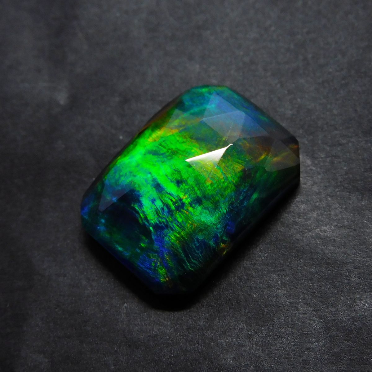 Emerald Cut Natural  Multi Color Boulder Opal 13.80 Ct Loose Gemstone CERTIFIED
