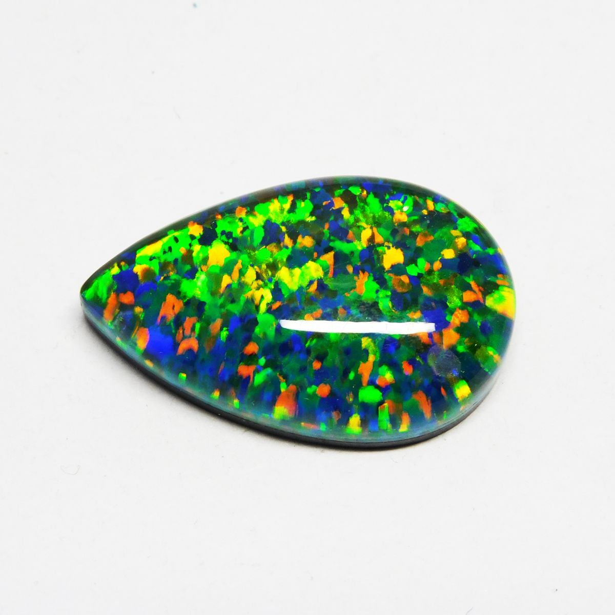 Doublet Multi Color Opal 15.35 Ct Natural Loose Gemstone CERTIFIED Pear Cut
