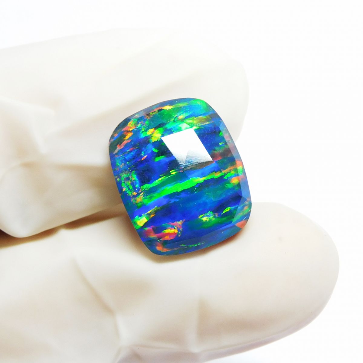 Cushion Cut Natural Multi Color Opal 6.65 Ct Doublet Opal Gemstone CERTIFIED