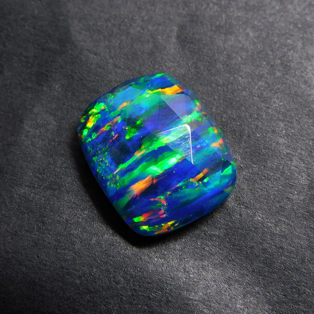 Cushion Cut Natural Multi Color Opal 6.65 Ct Doublet Opal Gemstone CERTIFIED