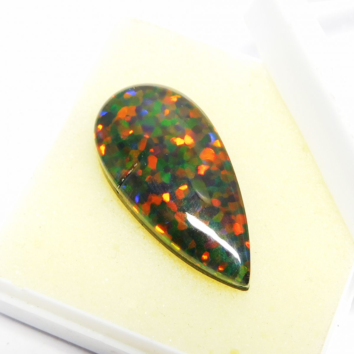 Pear 17.2 Ct Natural Multi Color Doublet Opal CERTIFIED Ethiopian Loose Gemstone