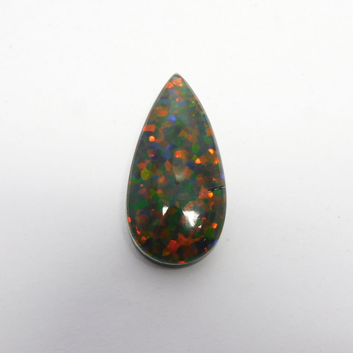Pear 17.2 Ct Natural Multi Color Doublet Opal CERTIFIED Ethiopian Loose Gemstone