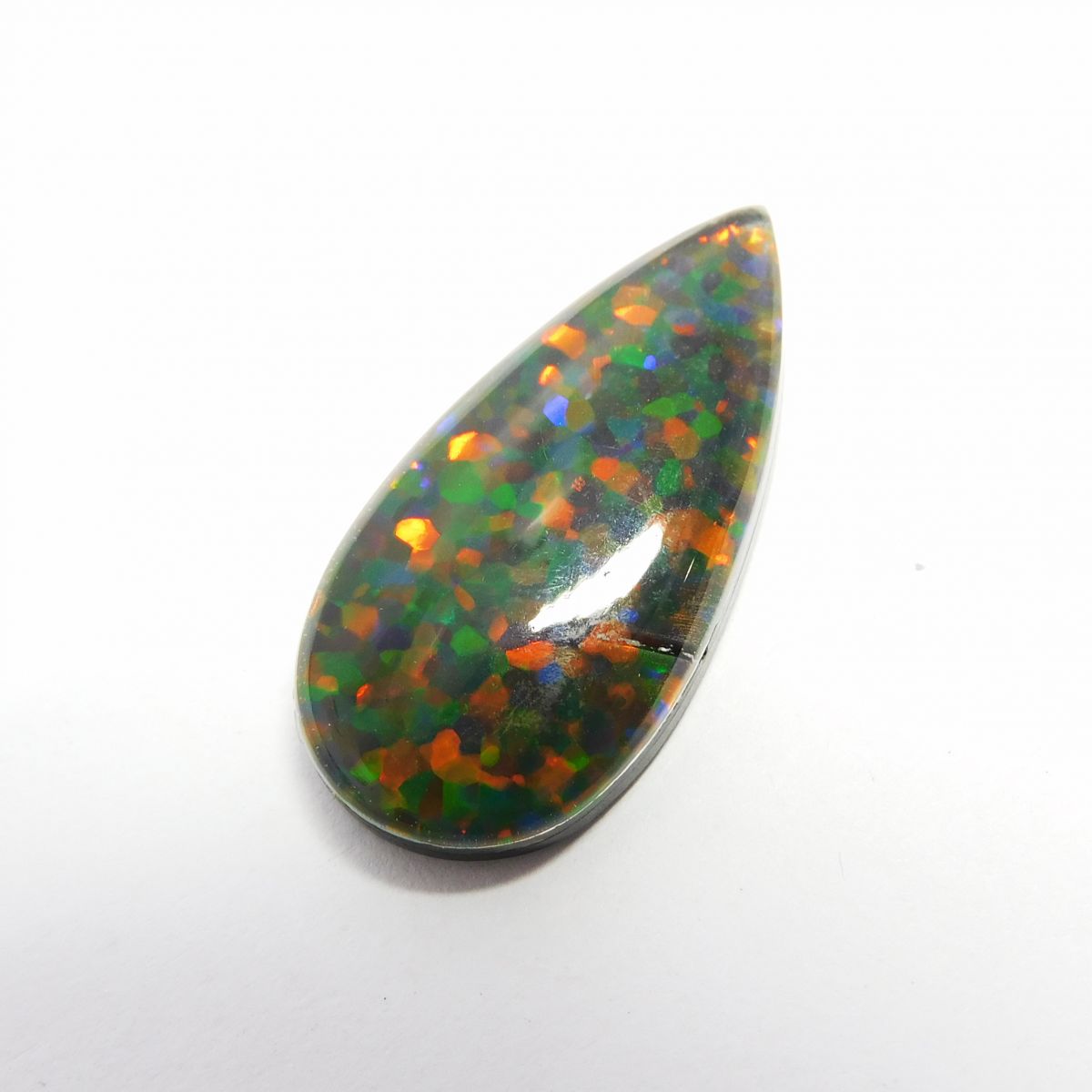 Pear 17.2 Ct Natural Multi Color Doublet Opal CERTIFIED Ethiopian Loose Gemstone