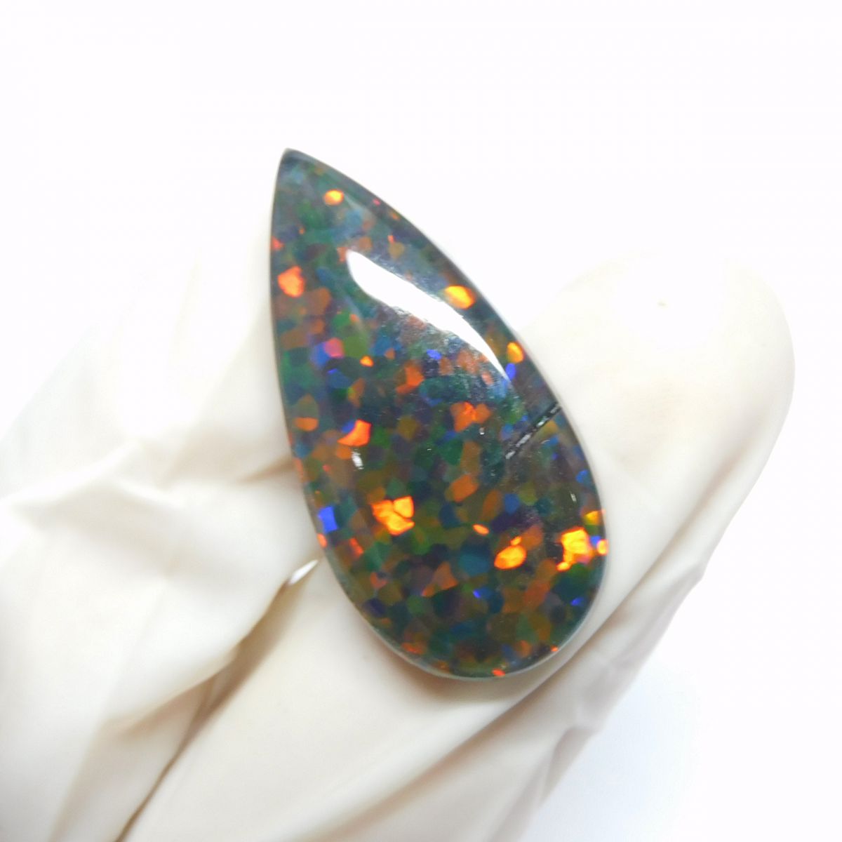 Pear 17.2 Ct Natural Multi Color Doublet Opal CERTIFIED Ethiopian Loose Gemstone
