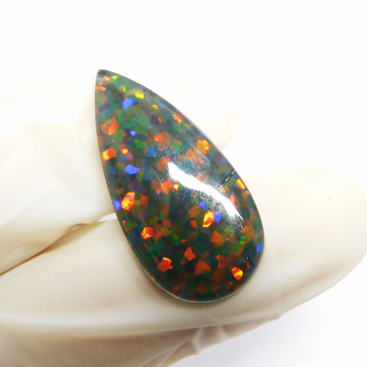 Pear 17.2 Ct Natural Multi Color Doublet Opal CERTIFIED Ethiopian Loose Gemstone