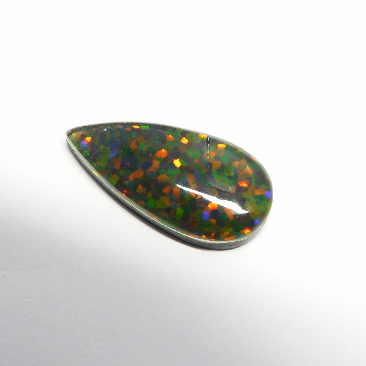 Pear 17.2 Ct Natural Multi Color Doublet Opal CERTIFIED Ethiopian Loose Gemstone
