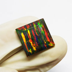 Doublet Opal Square Cut 11.50 Ct Multi Color Natural Loose Gemstone CERTIFIED