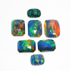 Doublet Opal Mix Shape 100.65 Ct Multi Color Natural Loose Gemstone CERTIFIED